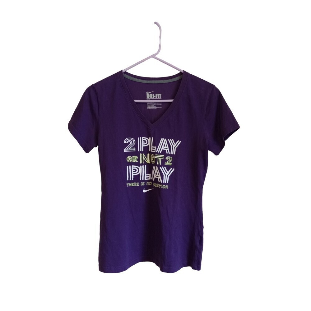 Nike Dri-Fit purple basic Tee "2 play or not 2 play there is no question"